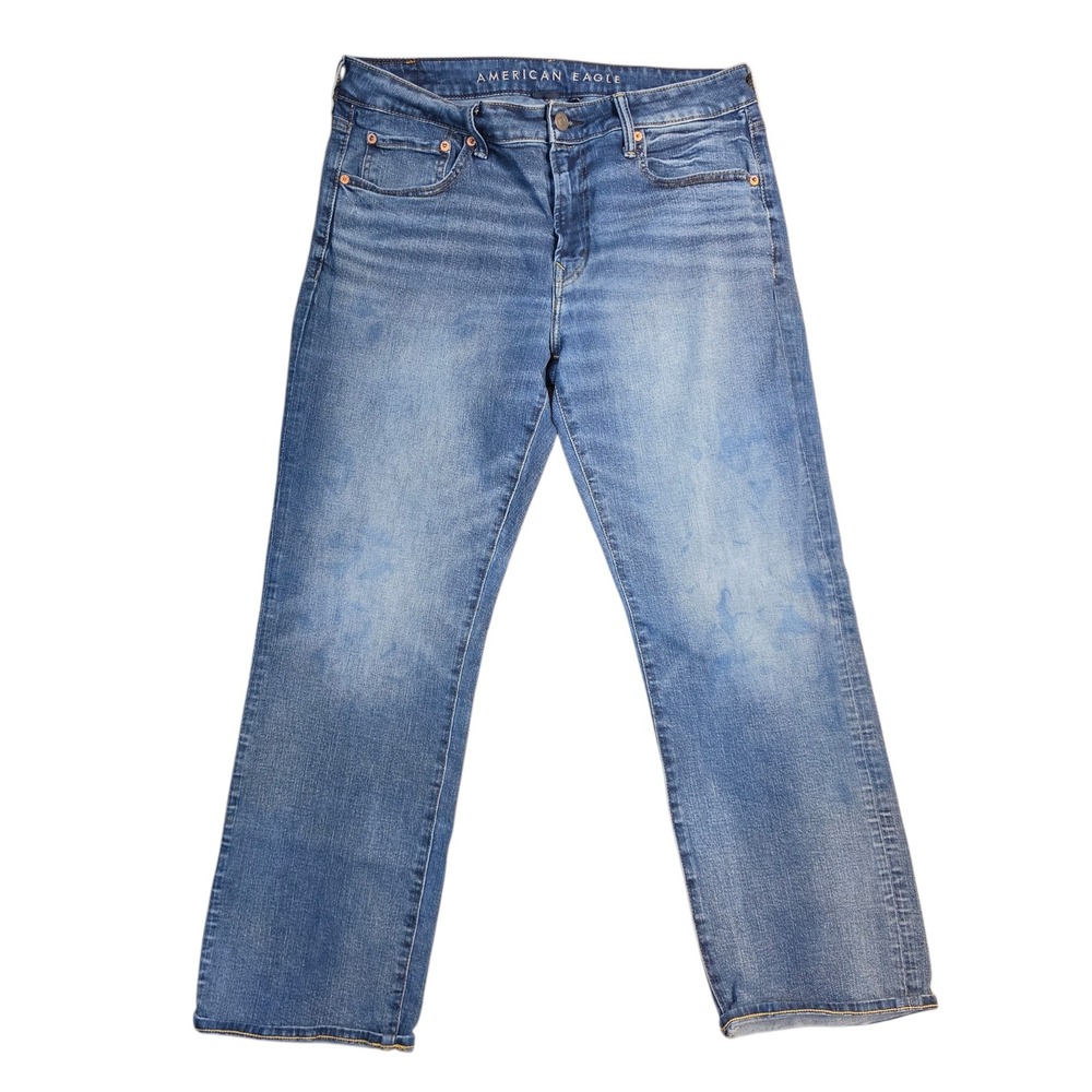 American Eagle Original Bootcut Jeans Mens 34x30 Blue Flex Faded Whisker Medium
